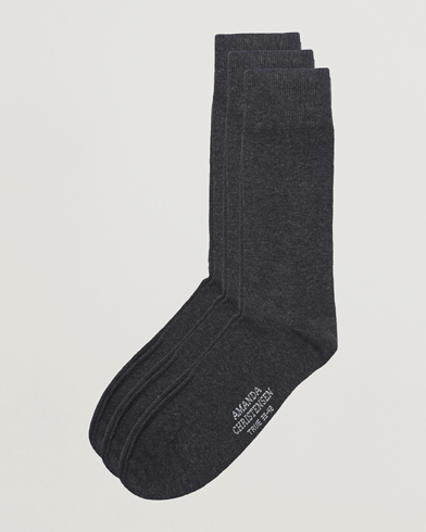 Herre | Almindelige sokker | Amanda Christensen | 3-Pack True Cotton Socks Antrachite Melange