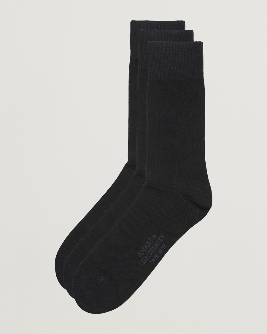 Amanda Christensen 3-Pack True Cotton Socks Black – Sort