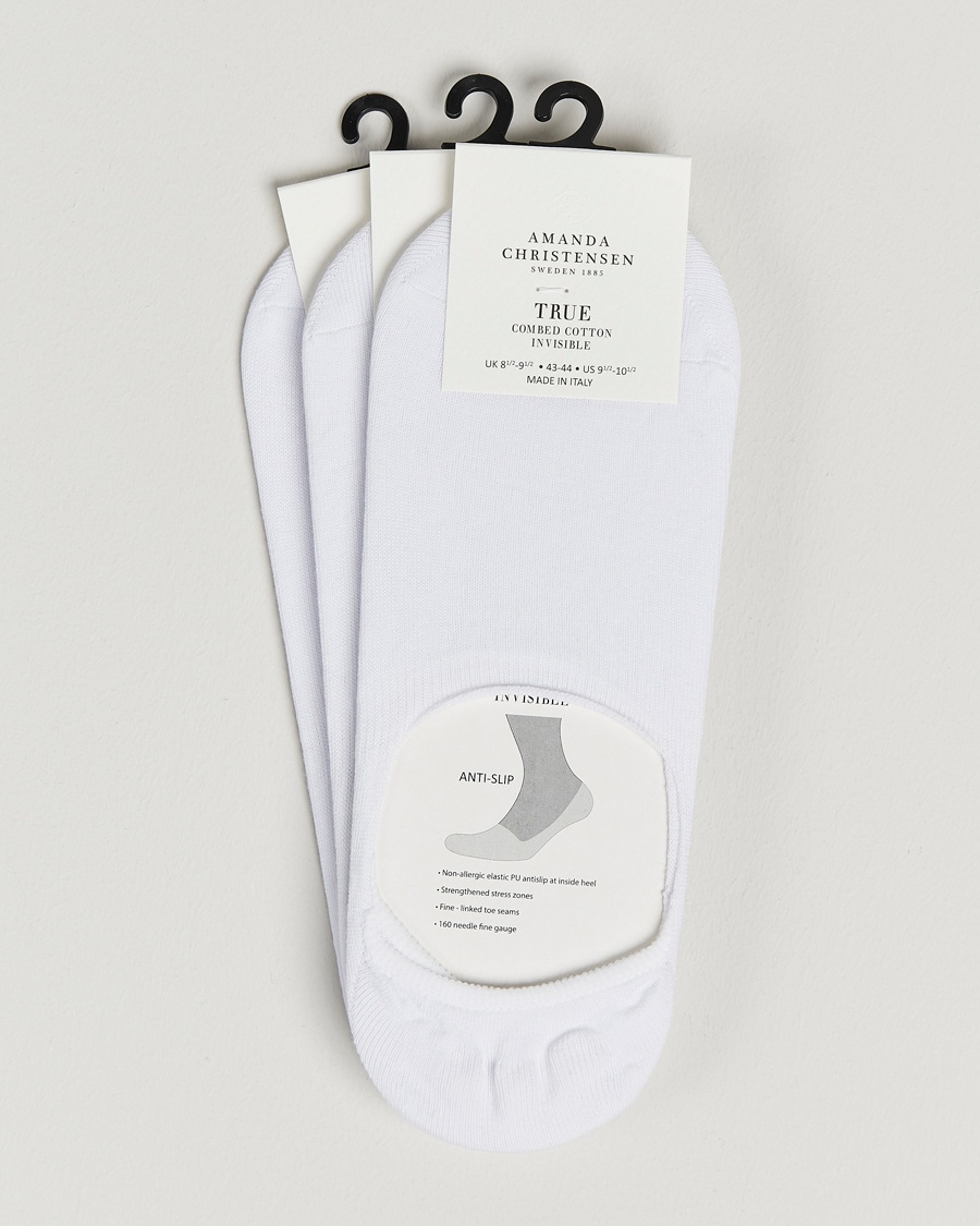 Amanda Christensen 3-Pack True Cotton Invisible Socks White – Hvid