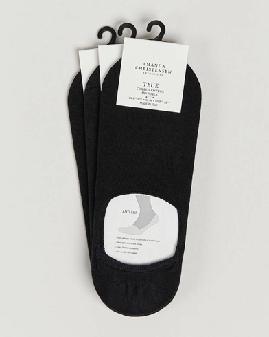 Herre | Strømper | Amanda Christensen | 3-Pack True Cotton Invisible Socks Black