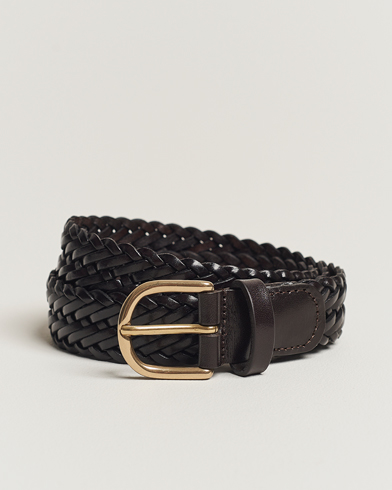 Flettede bælter |  Woven Leather Belt 3 cm Dark Brown