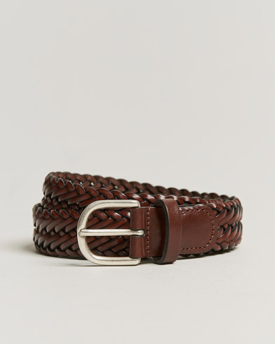Flettede bælter |  Woven Leather Belt 3 cm Cognac