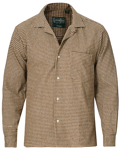 Flannelskjorter |  Camp Collar Houndstooth Flannel Shirt Beige