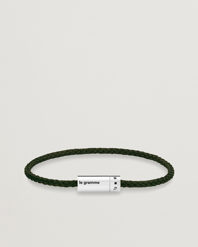Herre | Armbånd | LE GRAMME | Nato Cable Bracelet Khaki/Sterling Silver 7g