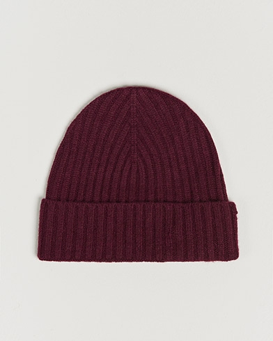 Hue |  Rib Knitted Cashmere Cap Bordeaux