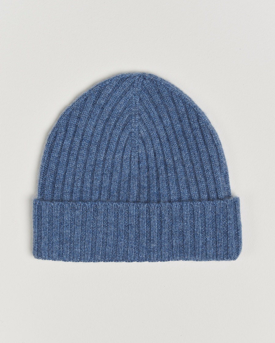 Amanda Christensen Amanda ChristensenRib Knitted Cashmere CapBlue Melange – Blå