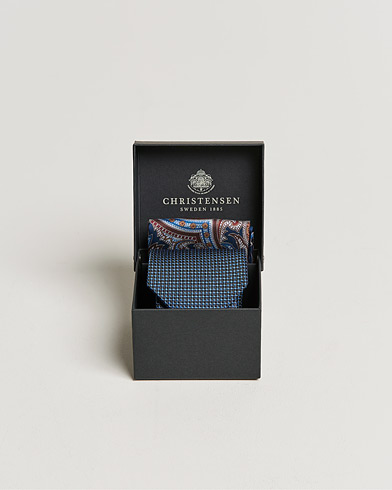 Herre | Mørkt tøj | Amanda Christensen | Box Set Silk 8 cm Paisley Tie And Pocket Square Navy