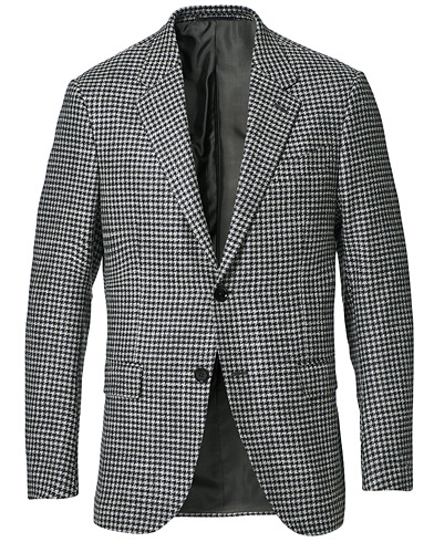 Luxury Brands |  Wool/Cashmere Houndstooth Blazer Dark Grey