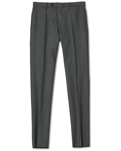 Flannelsbukser |  Slim Fit Washable Flannel Trousers Grey Melange