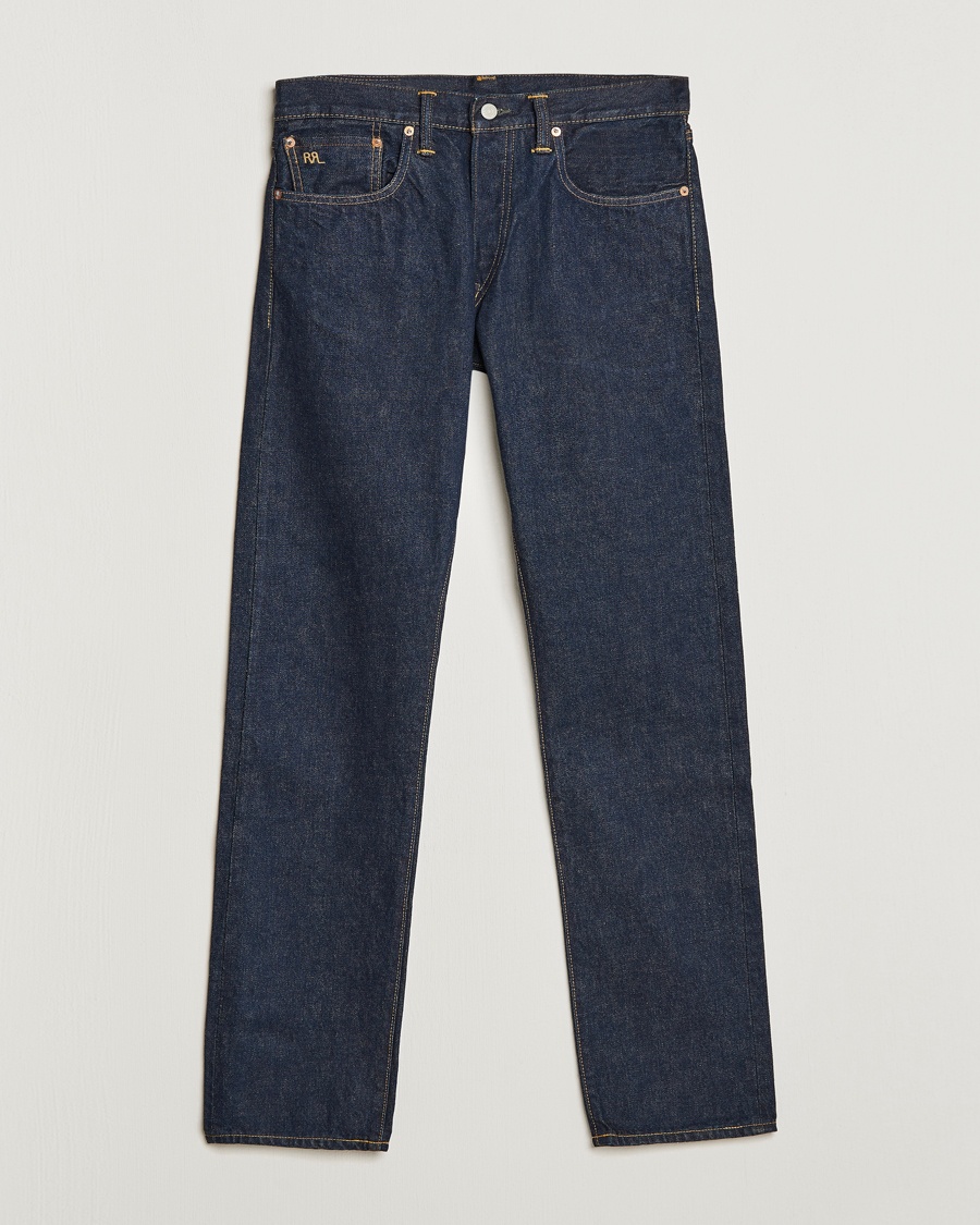 RRL Slim Fit 5-Pocket Denim Once Washed – Blå