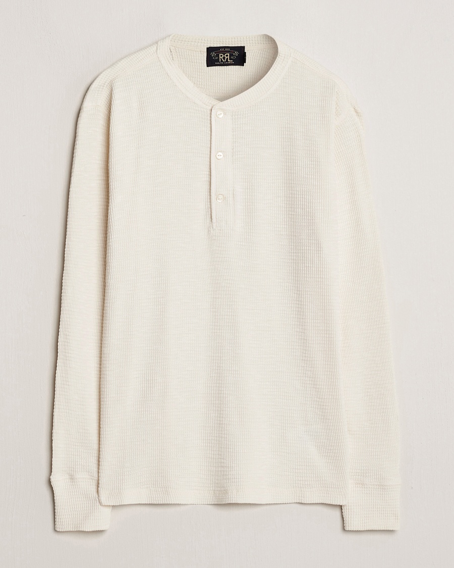 RRL Long Sleeve Henley Paper White – Hvid