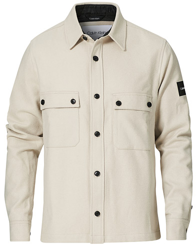 Overshirts |  Wool Blend Pocket Overshirt Bleached Stone