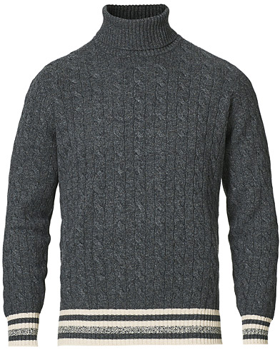 |  Cable Contrast Turtleneck Charcoal