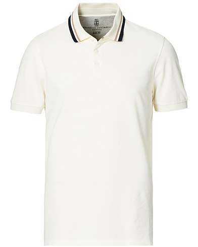  |  Contrast Collar Short Sleeve Polo Off White