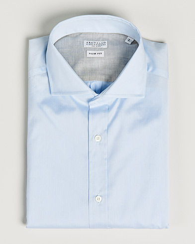 Herre | Casualskjorter | Brunello Cucinelli | Slim Fit Poplin Shirt Light Blue