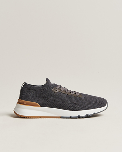 Herre | Brunello Cucinelli | Brunello Cucinelli | Flannel Running Sneakers Dark Grey