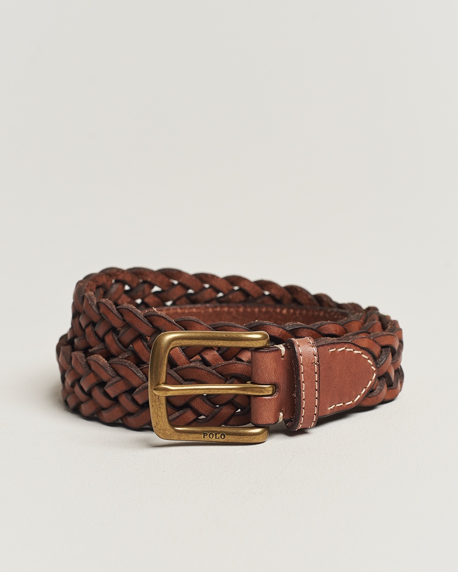 Herre | | Polo Ralph Lauren | Leather Braided Belt Saddle Brown