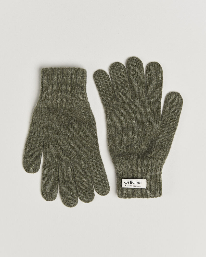 Le Bonnet Merino Wool Gloves Croco – Grøn