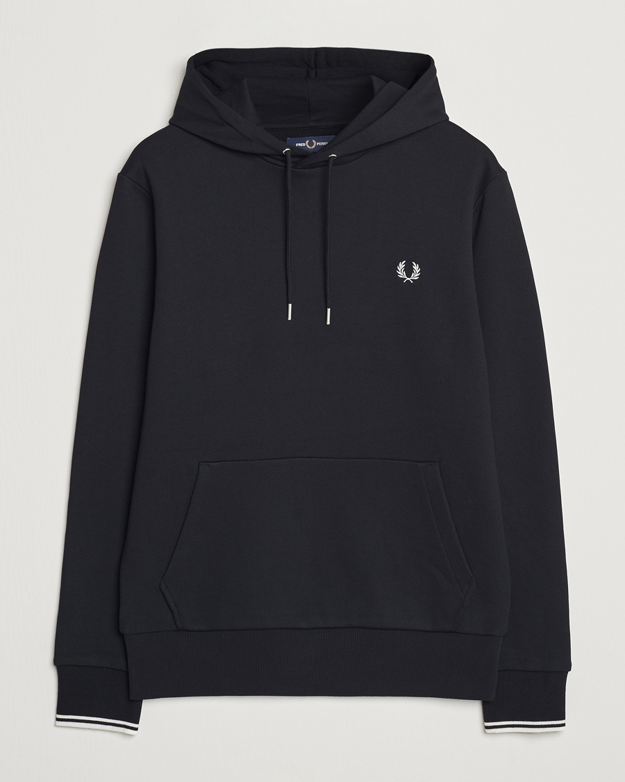 Fred Perry Tipped Hoodie Black – Sort