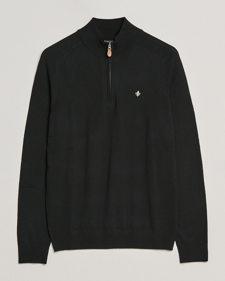 Morris John Merino Half Zip Black – Sort
