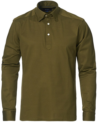 Poloskjorte |  Slim Fit Cotton Piqué Popover Shirt Olive
