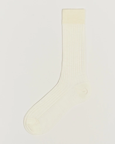 Herre |  | Bresciani | Wool/Nylon Ribbed Short Socks White
