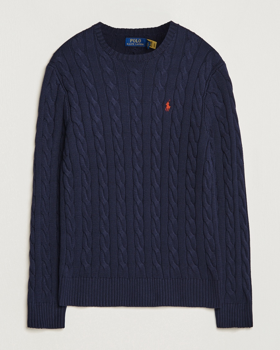 Polo Ralph Lauren Cotton Cable Pullover Hunter Navy – Blå