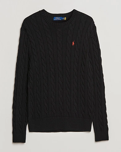 Herre | Strikkede trøjer | Polo Ralph Lauren | Cotton Cable Pullover Black