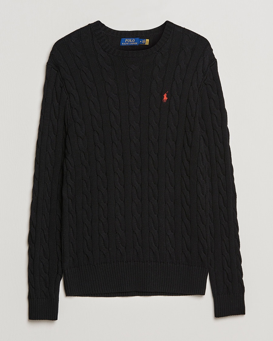 Polo Ralph Lauren Cotton Cable Pullover Polo Black – Sort