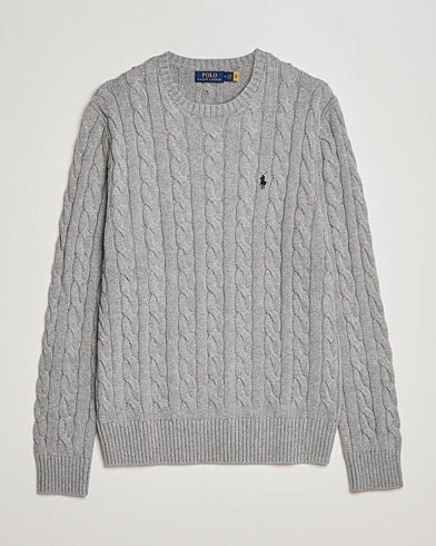 Herre | Preppy Authentic | Polo Ralph Lauren | Cotton Cable Pullover Fawn Grey Heather