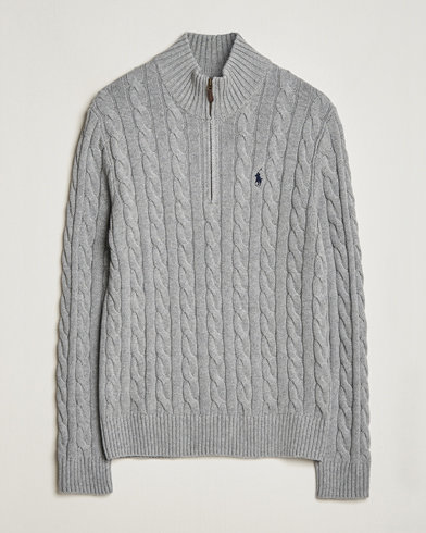 Herre | Julegavetips | Polo Ralph Lauren | Cotton Cable Half Zip Sweater Fawn Grey Heather