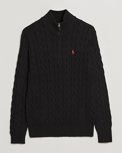 Herre | World of Ralph Lauren | Polo Ralph Lauren | Cotton Cable Half Zip Sweater Black