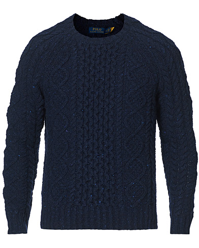 Strikkede trøjer |  Wool Donegal Knitted Sweater Navy