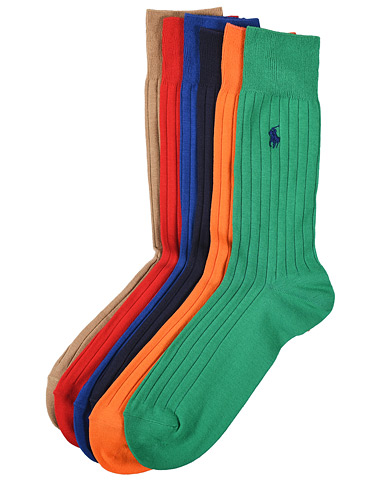 Almindelige sokker |  6-Pack Egyptian Ribbed Cotton Socks Multi