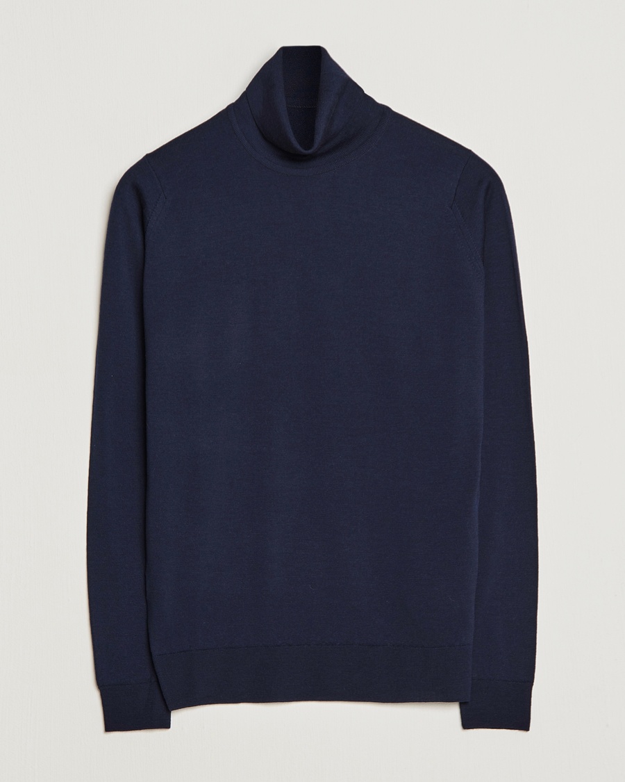 John Smedley Cherwell Extra Fine Merino Rollneck Midnight – Blå