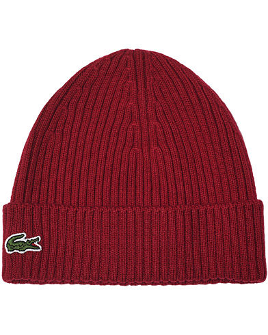 Herre | Huer | Lacoste | Knitted Beanie Bordeaux