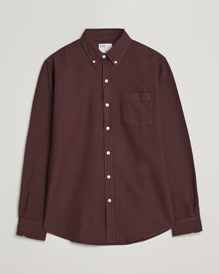 Colorful Standard Classic Organic Oxford Button Down Shirt Oxblood Red – Rød
