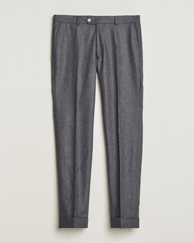 Herre | Bukser | Oscar Jacobson | Denz Turn Up Flannel Trousers Charcoal