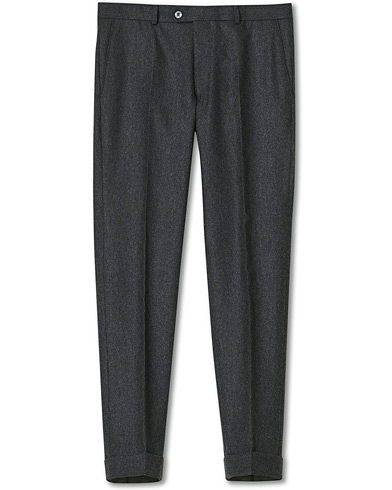 Flannelsbukser |  Denz Turn Up Flannel Trousers Charcoal