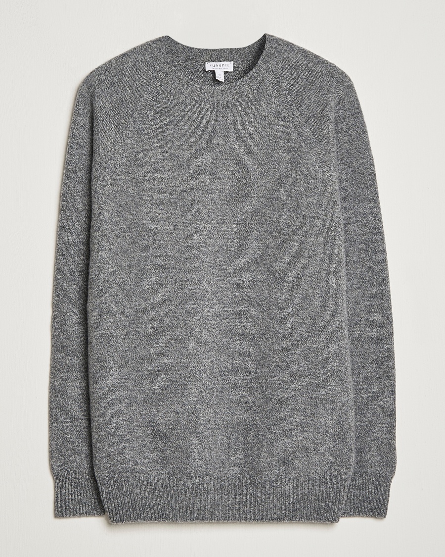 Sunspel Lambswool Crew Neck Grey Melange – Grå