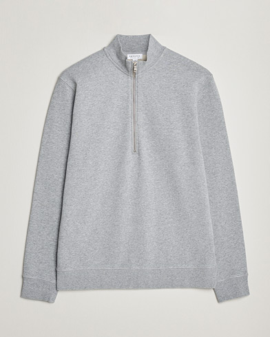 Herre | Grå sweatshirts | Sunspel | Loopback Half Zip Sweatshirt Grey Melange