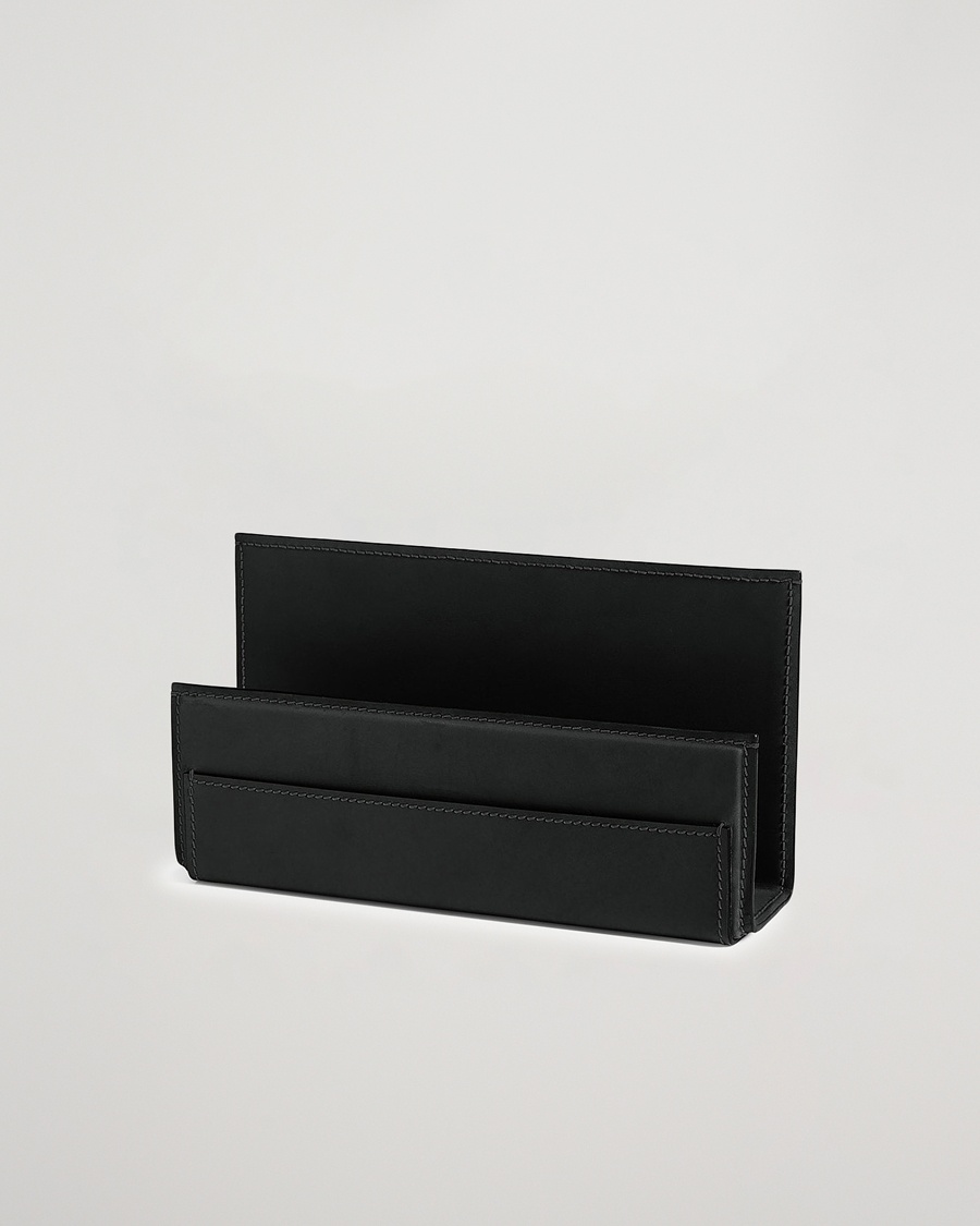 Ralph Lauren Home Brennan Leather Letter Rack Black – Sort