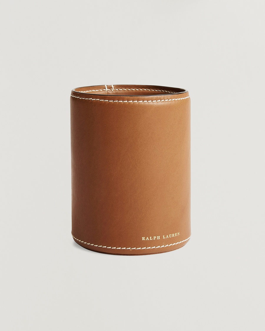 Herre | | Ralph Lauren Home | Brennan Leather Pencil Cup Saddle Brown