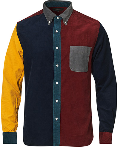 Fløjlsskjorter |  Corduroy Patchwork Button Down Shirt Grey