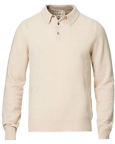 Herre |  | People's Republic of Cashmere | Cashmere Long Sleeve Polo Cream