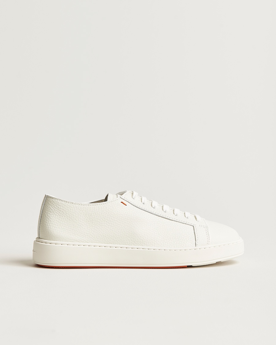 Santoni Low Top Grain Leather Sneaker White Calf – Hvid