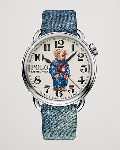 Herre | Fine watches | Polo Ralph Lauren | 42mm Automatic Denim Flag Bear Steel With White Dial