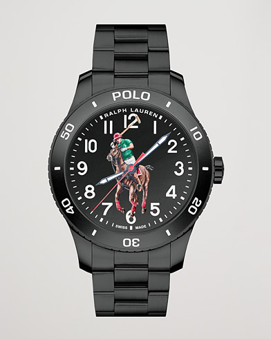 Herre | Stållænke | Polo Ralph Lauren | 42mm Automatic Pony Player  Black Dial