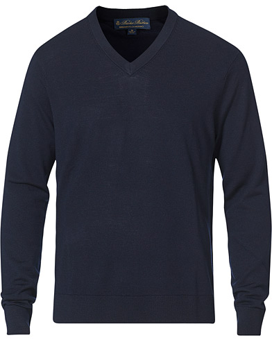 Pullovers med v-hals |  Washable Merino Wool V-Neck  Navy
