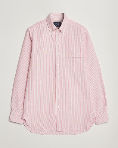 Herre | Oxfordskjorter | Drake's | Striped Button Down Oxford Shirt White/Red